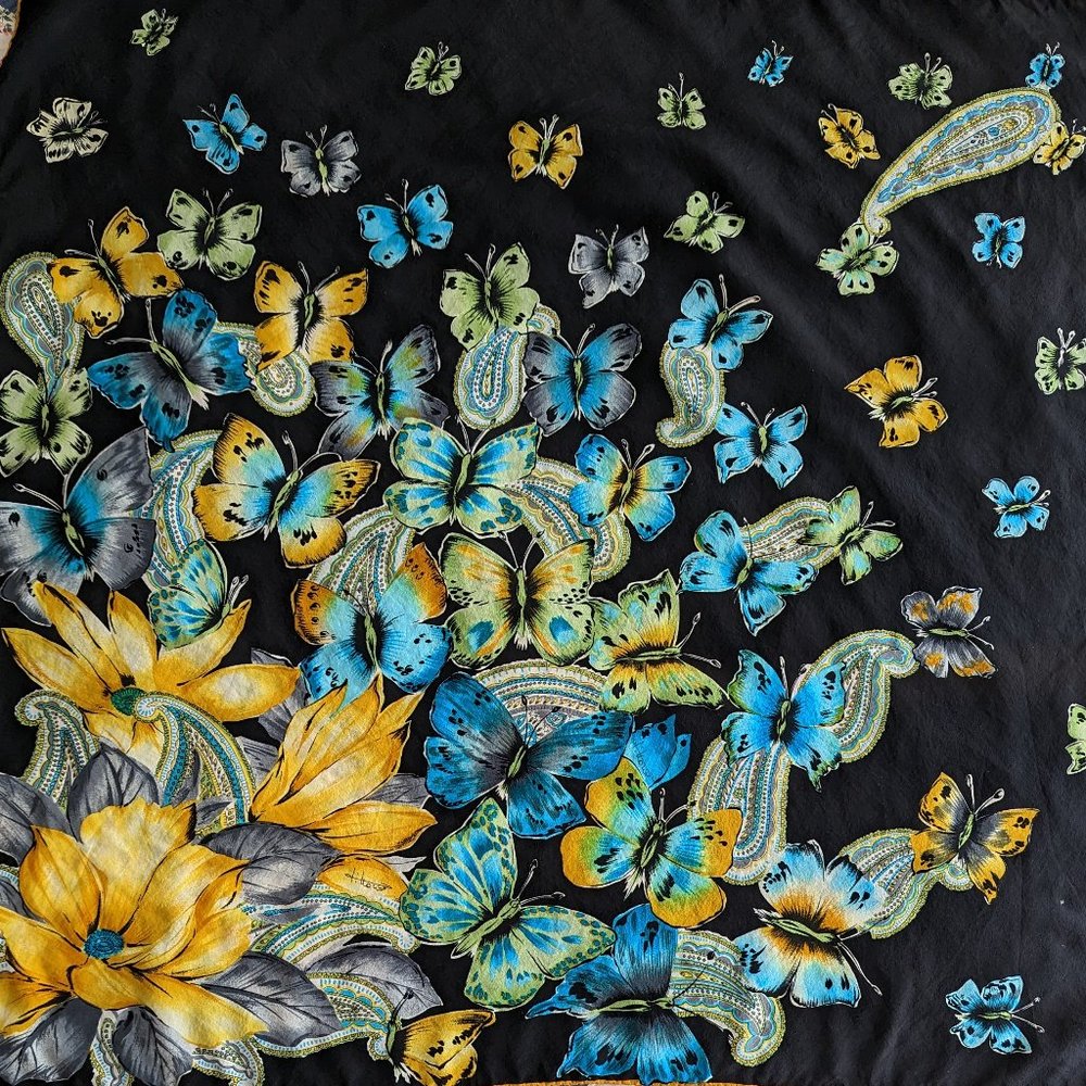 Vintage Vittorio 100% Italian made Silk Butterfly Scarf